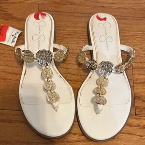Jessica Simpson size 10 thong sandal with metal accents
